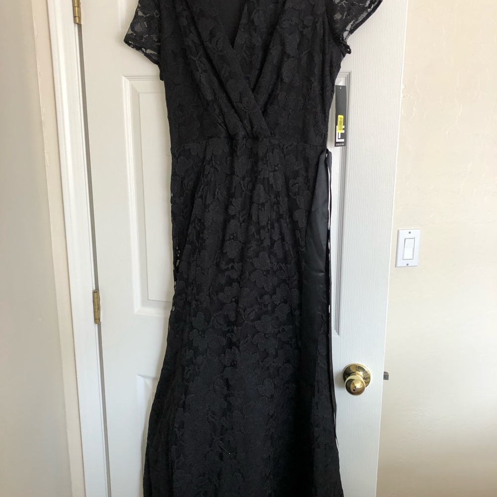 Full length black lace gown